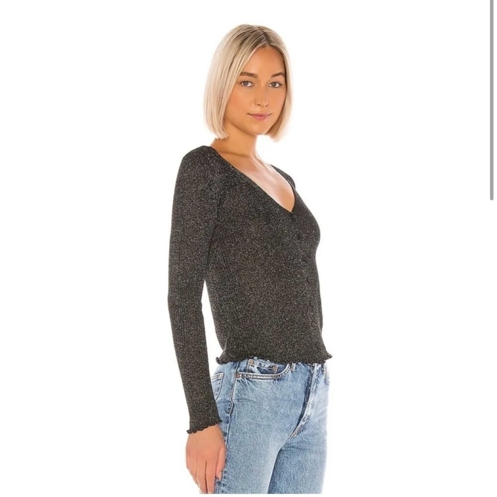 BB Dakota Honey I Shrunk The Metallic V-Neck Cardigan size S - Picture 3 of 16